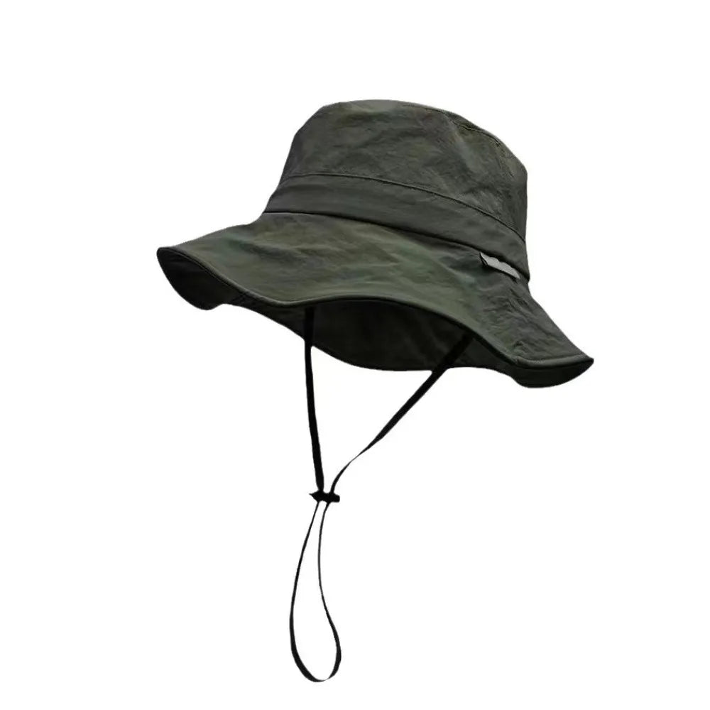 Waterproof Drawstring Wide Brim UV Protection Bucket Hat