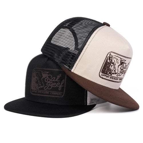 EAT BEEF Embroidery Casual Snapback Cap