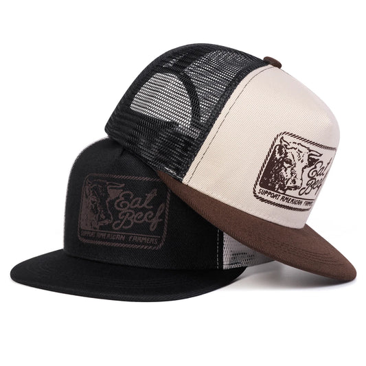 EAT BEEF Embroidery Casual Snapback Cap