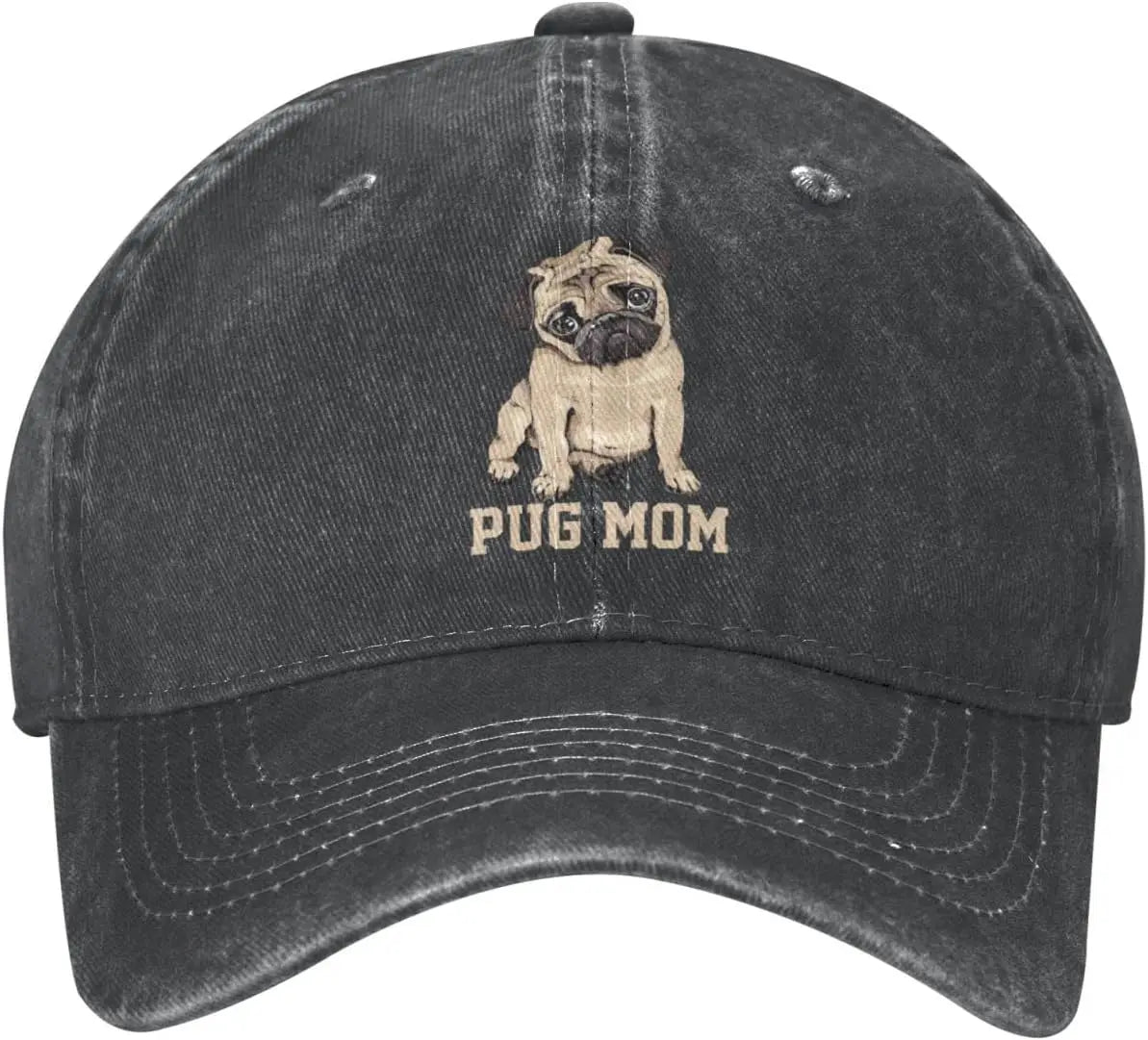 Pug Mom Denim Baseball Cap