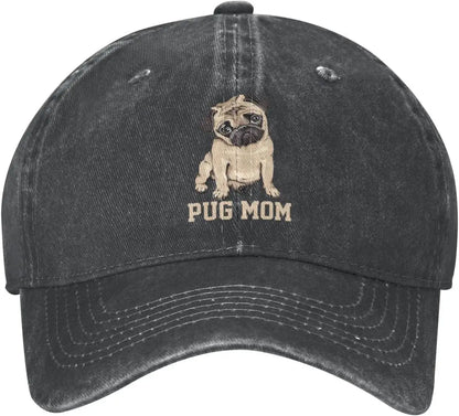 Pug Mom Denim Baseball Cap