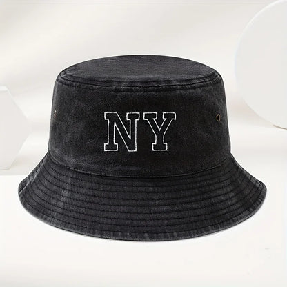 Vintage Washed NY Embroidered Bucket Hat