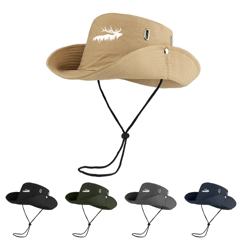 Elk Forest Print Outdoor Bucket Hat