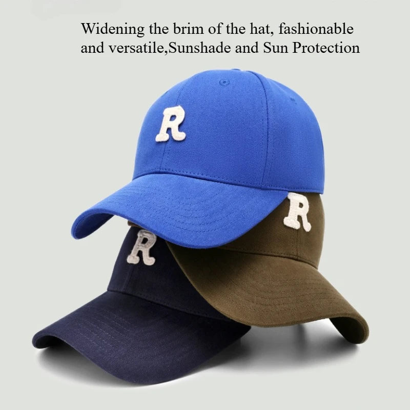 60-65cm 65-70cm Big Head Baseball Cap For Men Cotton Outdoor Sport Snap Back Cap Dad Hats R Letter Large Size Deepen Trucker Cap