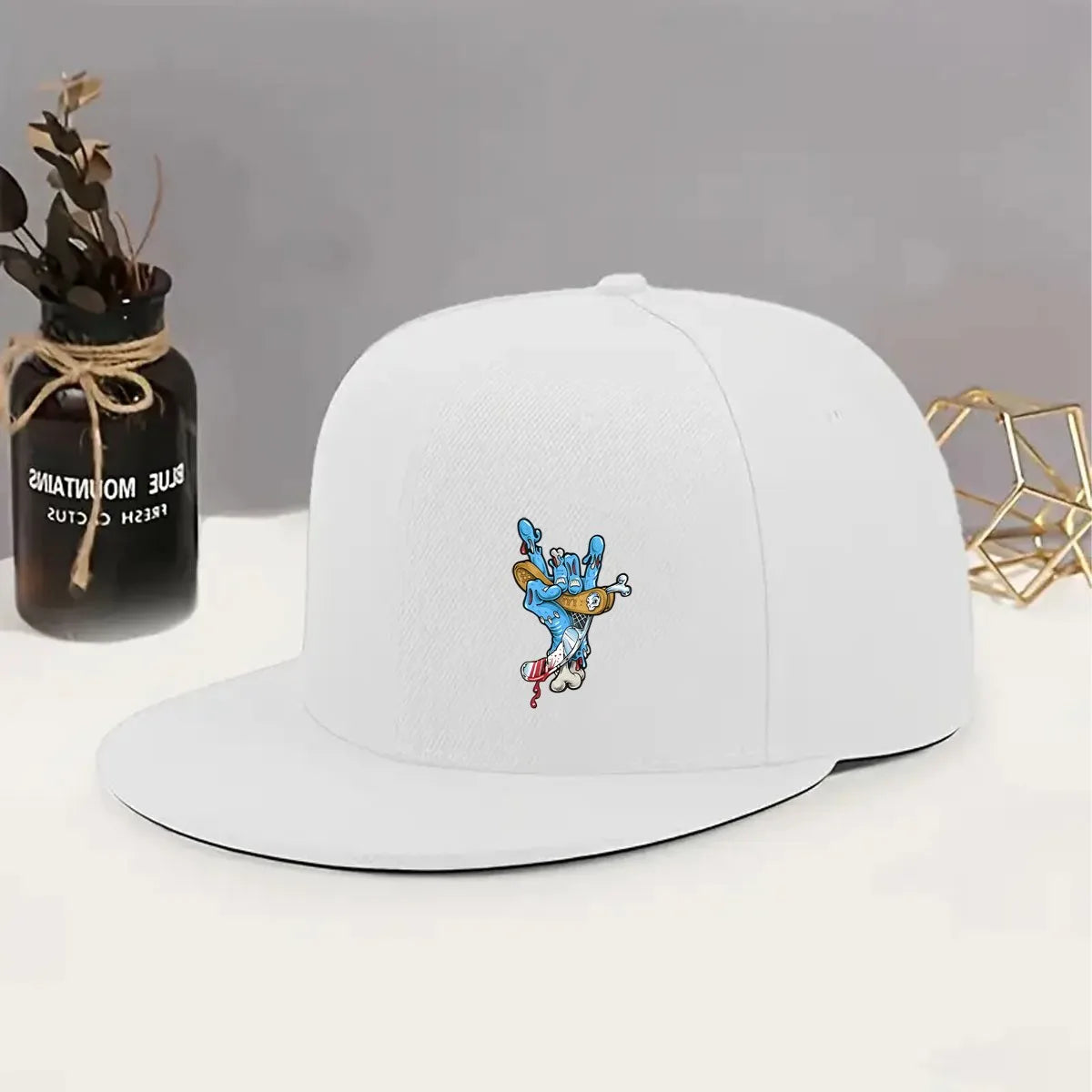 Skater Rock Hand Print Snapback Cap