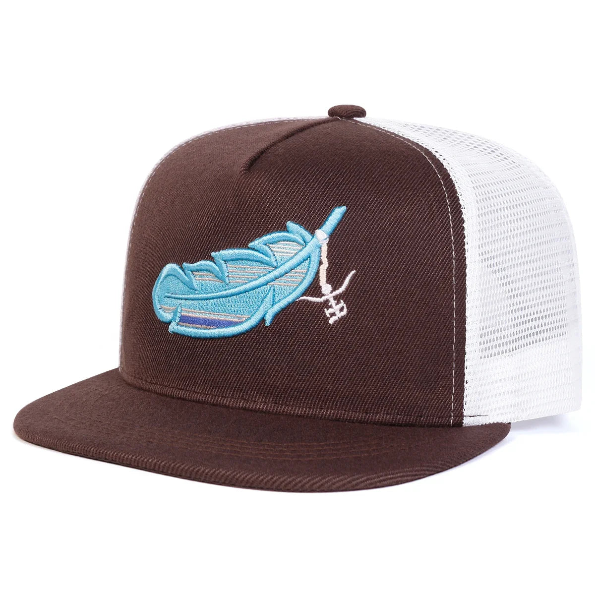 Unisex Colorful Feather Embroidered Snapback Cap
