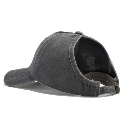 1pc Retro Washed Backless Baseball Cap For Women Summer Outdoor Sports Ponytails Stylish And Versatile Sun Hat For Daily Wear