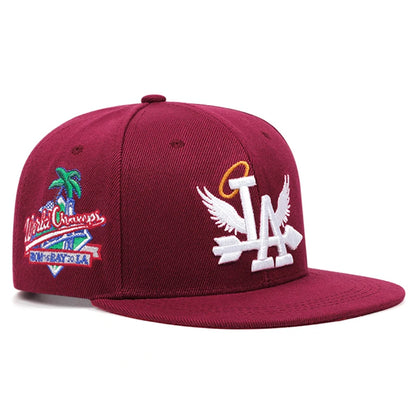 LA Wings Embroidered Flat Brim Mesh Snapback Cap