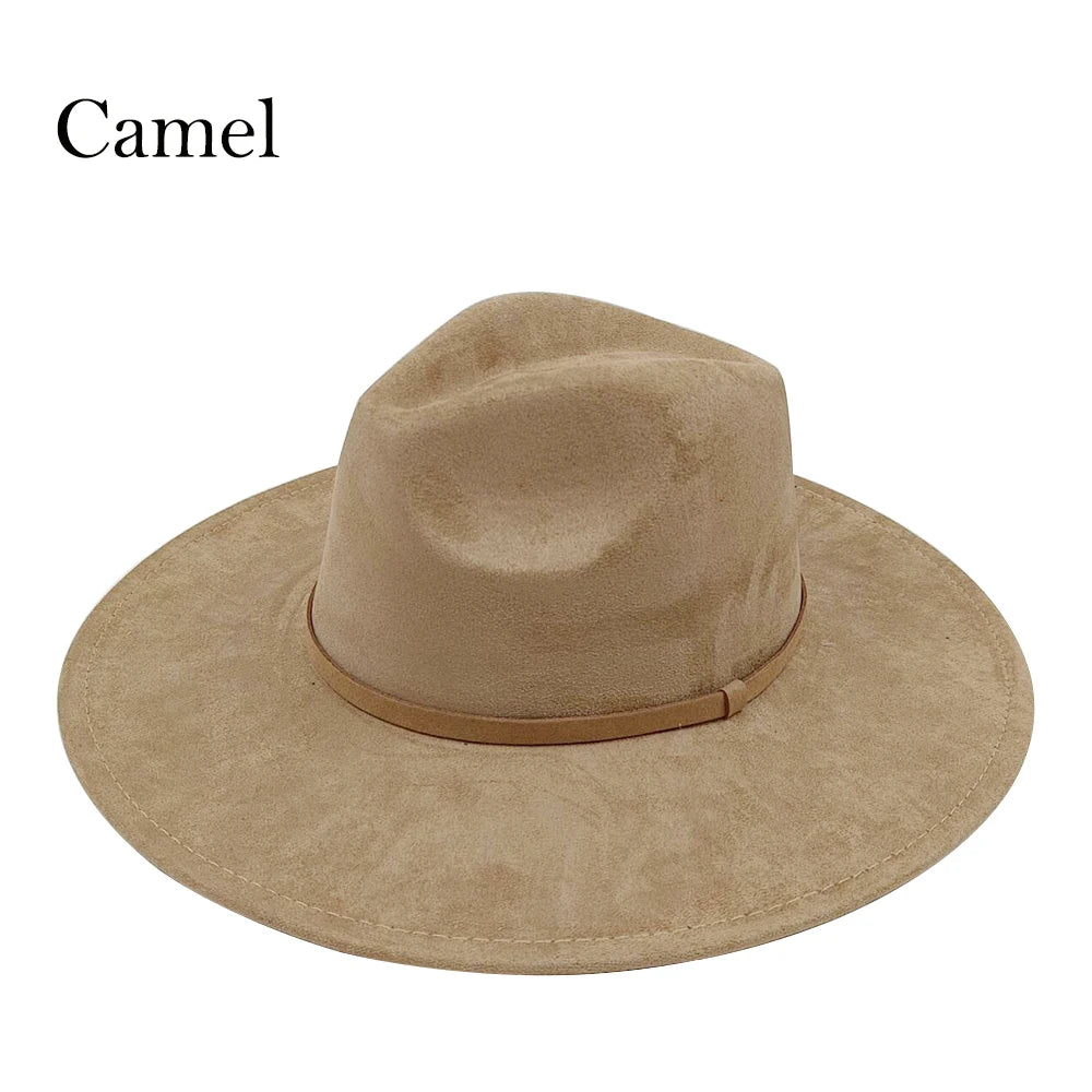 Suede Fedora Painting Felt Hats For Men And Women, Hand Sewn Fedora Adjustable Fall Winter Fashion Party Hats And Gifts Size 56-58CM