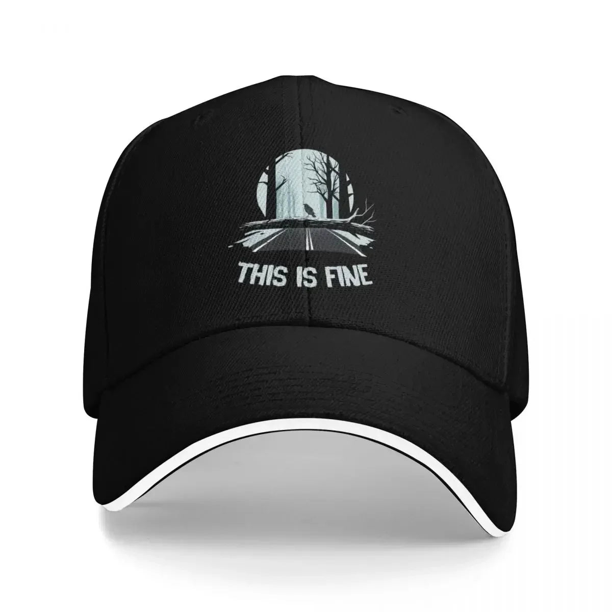 This Is Fine Anghkooey Meme Sun Fishing Baseball Cap