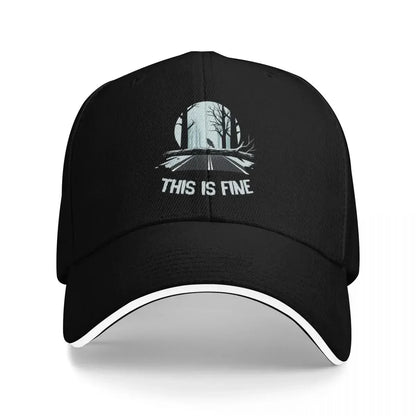 This Is Fine Anghkooey Meme Sun Fishing Baseball Cap