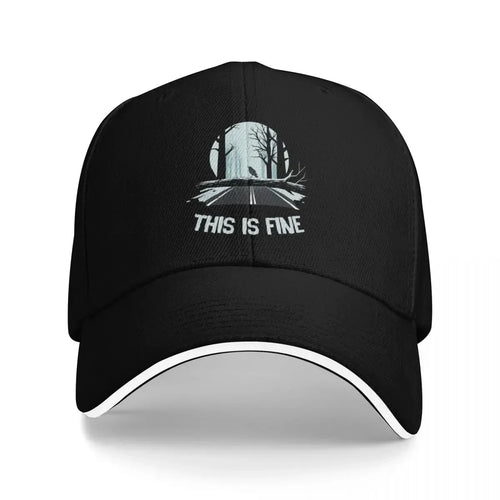This Is Fine Anghkooey Meme Sun Fishing Baseball Cap