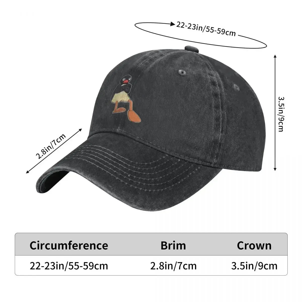 Angry Pingu Distressed Denim Baseball Cap