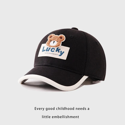 Cute Bear Baby Duck Tongue Hat Short Brim Children Baseball Hats Solid Cotton Kids Duckbill Cap Fashion Sunshade Visors Size 52-54cm