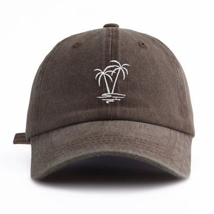 1pc Coconuttree Embroidery Washed Baseball Cap For Adults