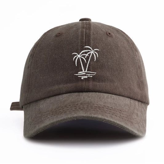 1pc Coconuttree Embroidery Washed Baseball Cap For Adults