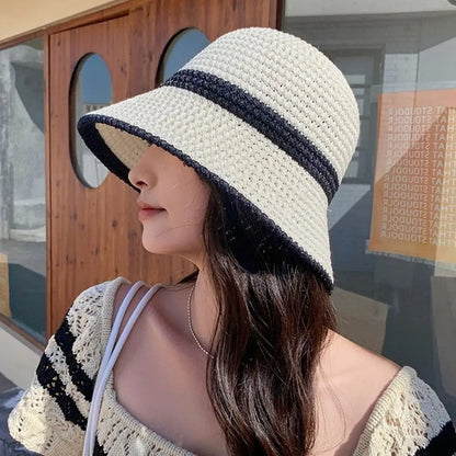 Foldable Letter Decor Holiday Beach Bucket Hat Sun Cap