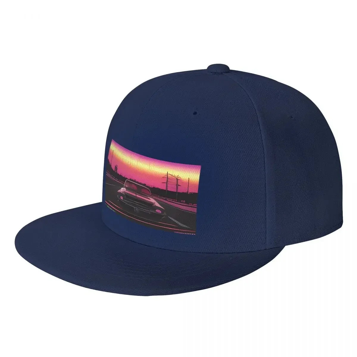 Retro Synthwave Muscle Car Sunset Snapback Cap