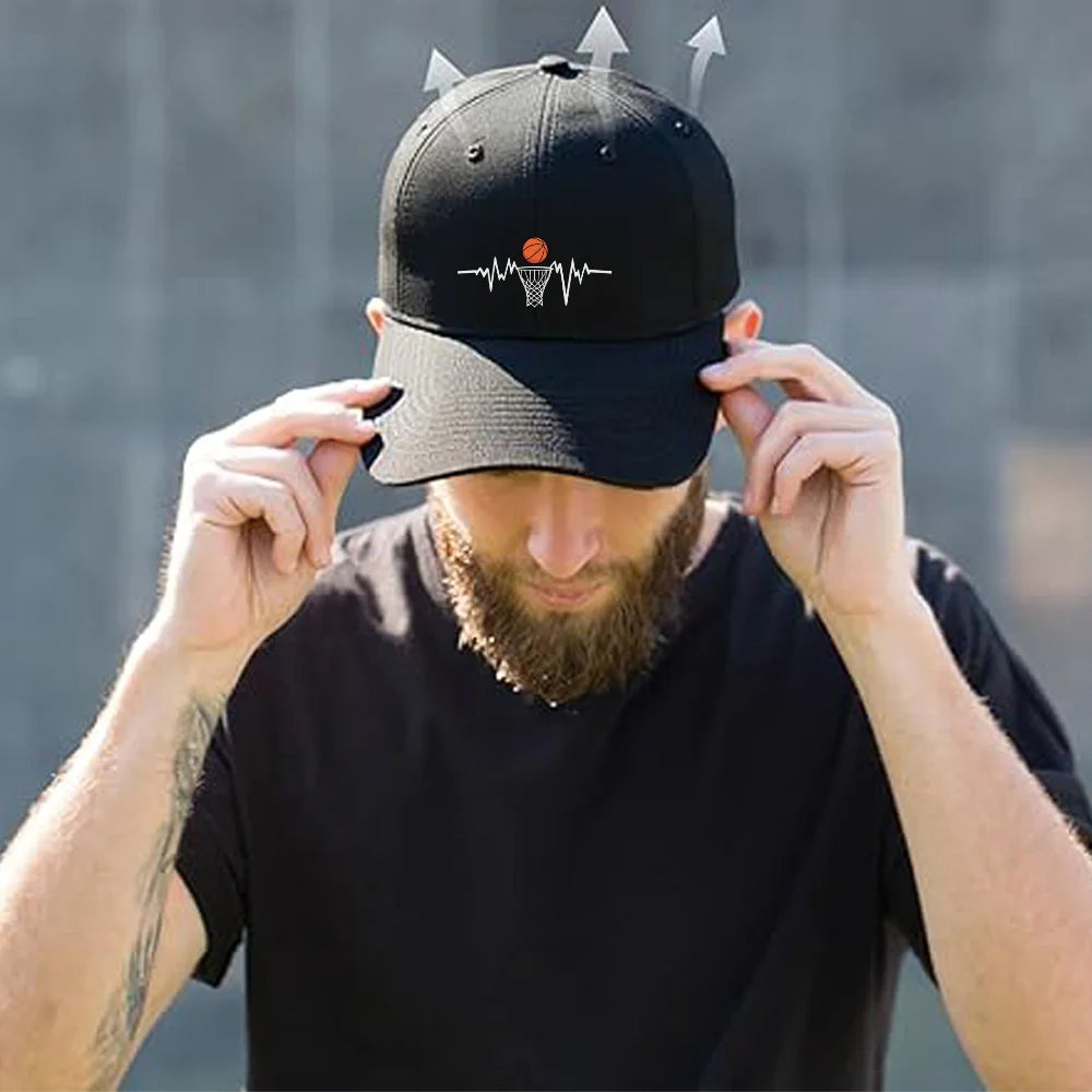 Basketball Heartbeat EKG Pulse Trucker Baseball Cap