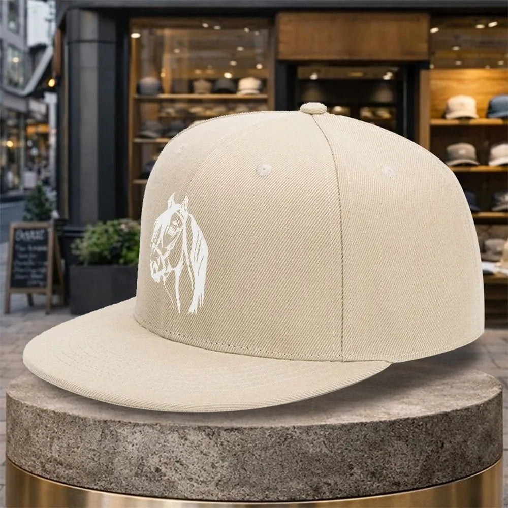 Horse Head Print Snapback Cap