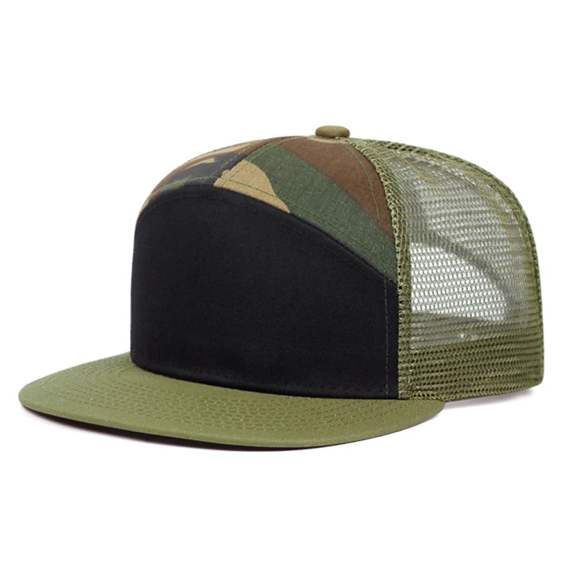 Flat Brim Mesh Adjustable Unisex Snapback Cap
