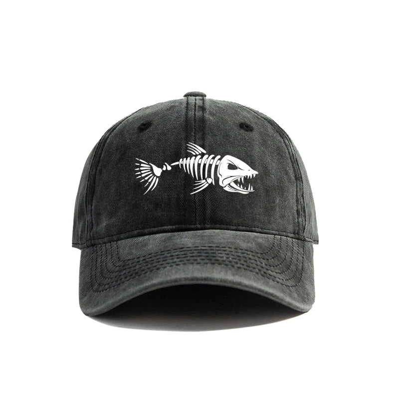 Fishbone Baseball Cap Summer Distressed Dad Hats