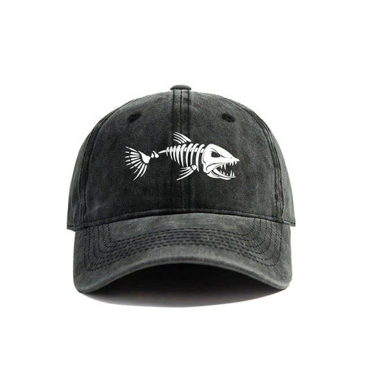 Fishbone Baseball Cap Summer Distressed Dad Hats