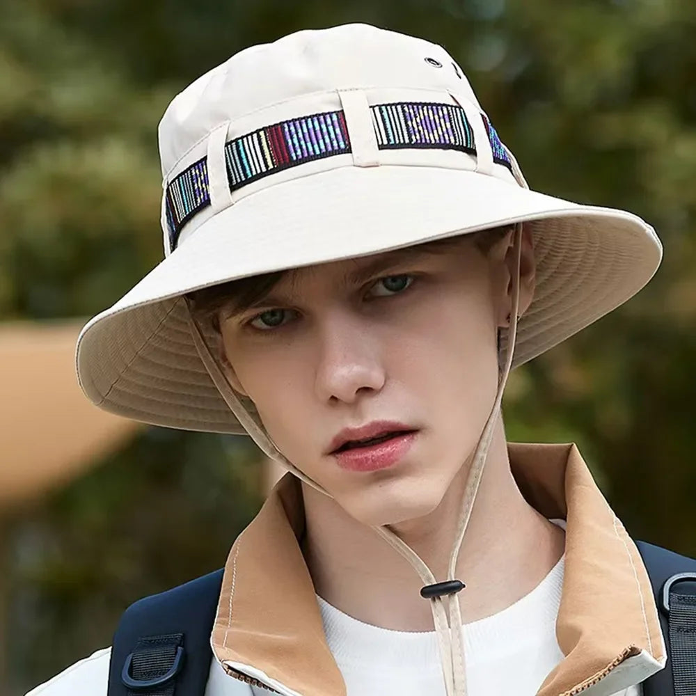 Adjustable Quick-Dry Drawstring Sun Protection Bucket Hat
