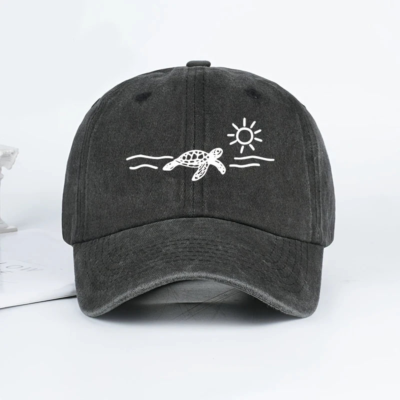 Turtle Sun Print Baseball Cap