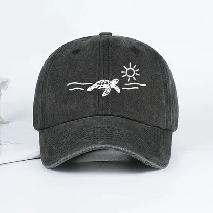 Turtle Sun Print Baseball Cap