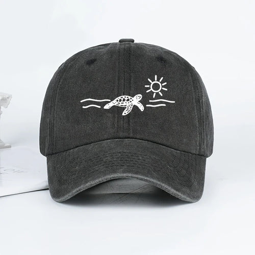 Turtle Sun Print Baseball Cap