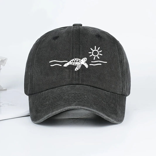 Turtle Sun Print Baseball Cap