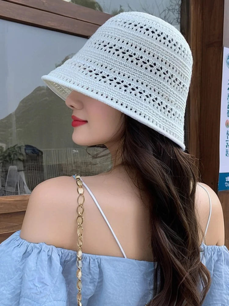 Crochet Raffia Tassel Edge Beach Bucket Hat