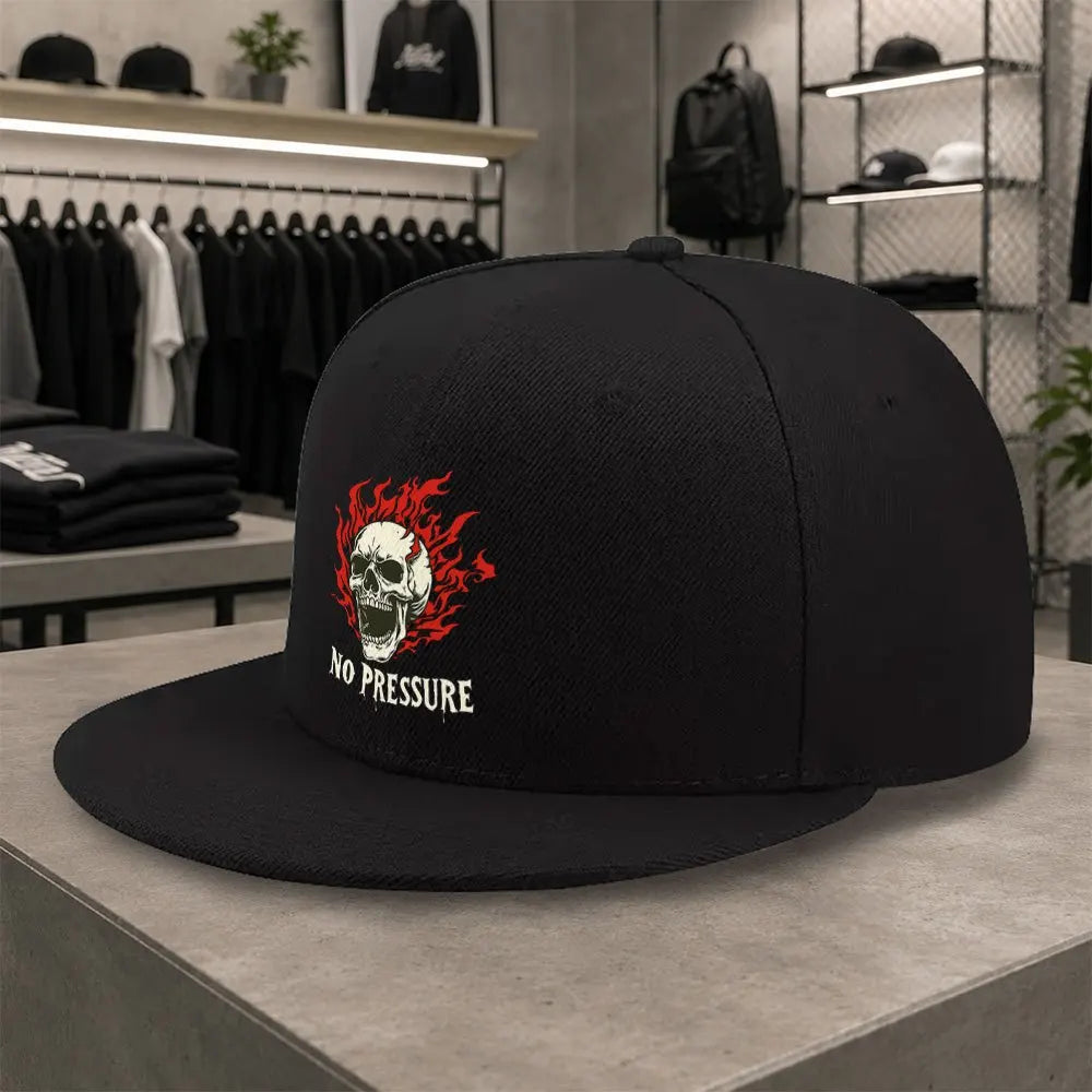 New Flame Skull Unisex All Match Flat Brim Cap
