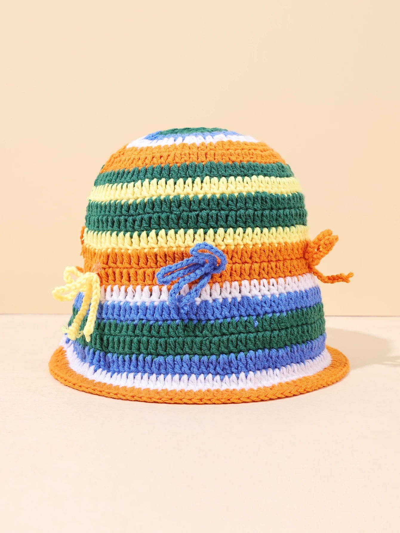 Vintage Striped Hand Woven Bohemian Bucket Hat