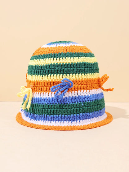 Vintage Striped Hand Woven Bohemian Bucket Hat