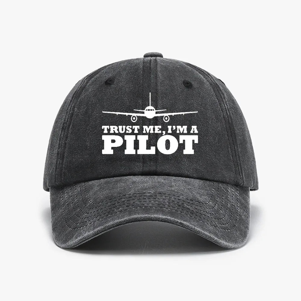Trust Me Pilot Denim Baseball Cap