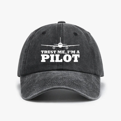 Trust Me Pilot Denim Baseball Cap