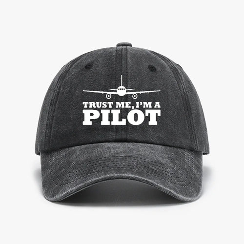 Trust Me Pilot Denim Baseball Cap