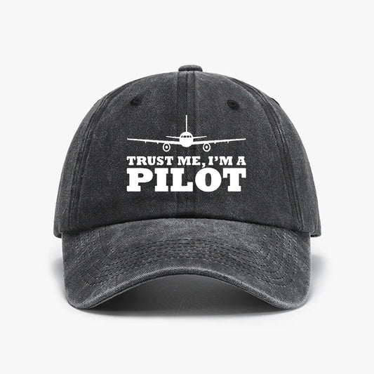 Trust Me Pilot Denim Baseball Cap