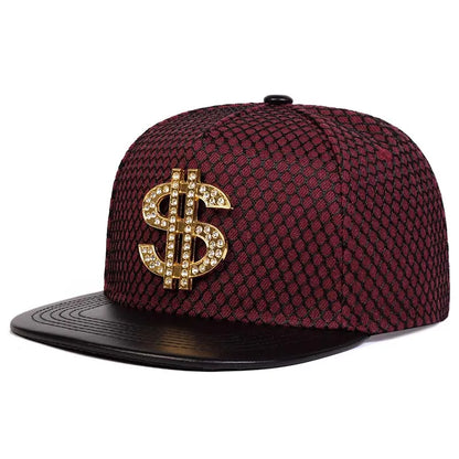 Golden USD Logo Crocodile PU Leather Snapback Cap
