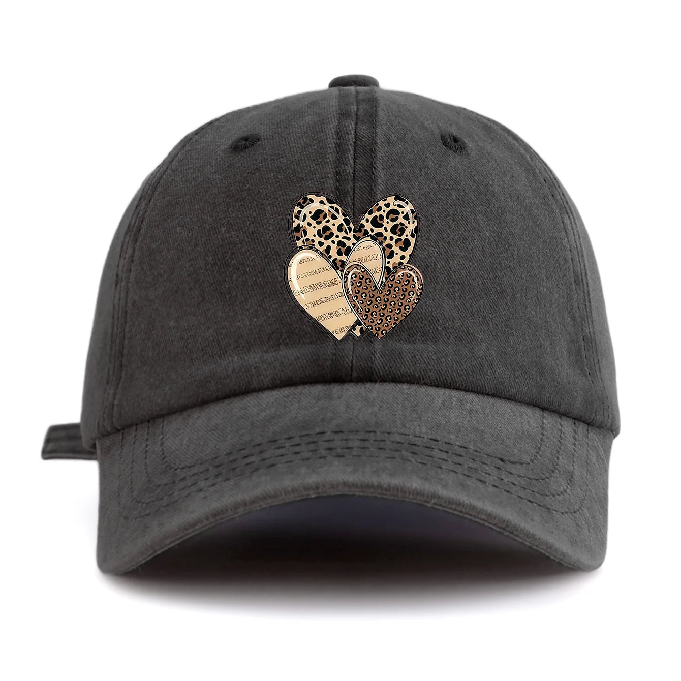 Leopard Heart Retro Dad Baseball Cap