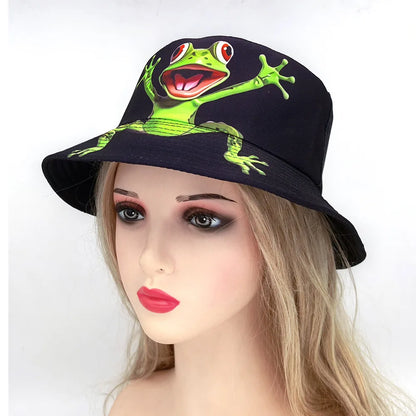 Funny Cartoon Frog Pattern Panama Hats Summer Sunscreen