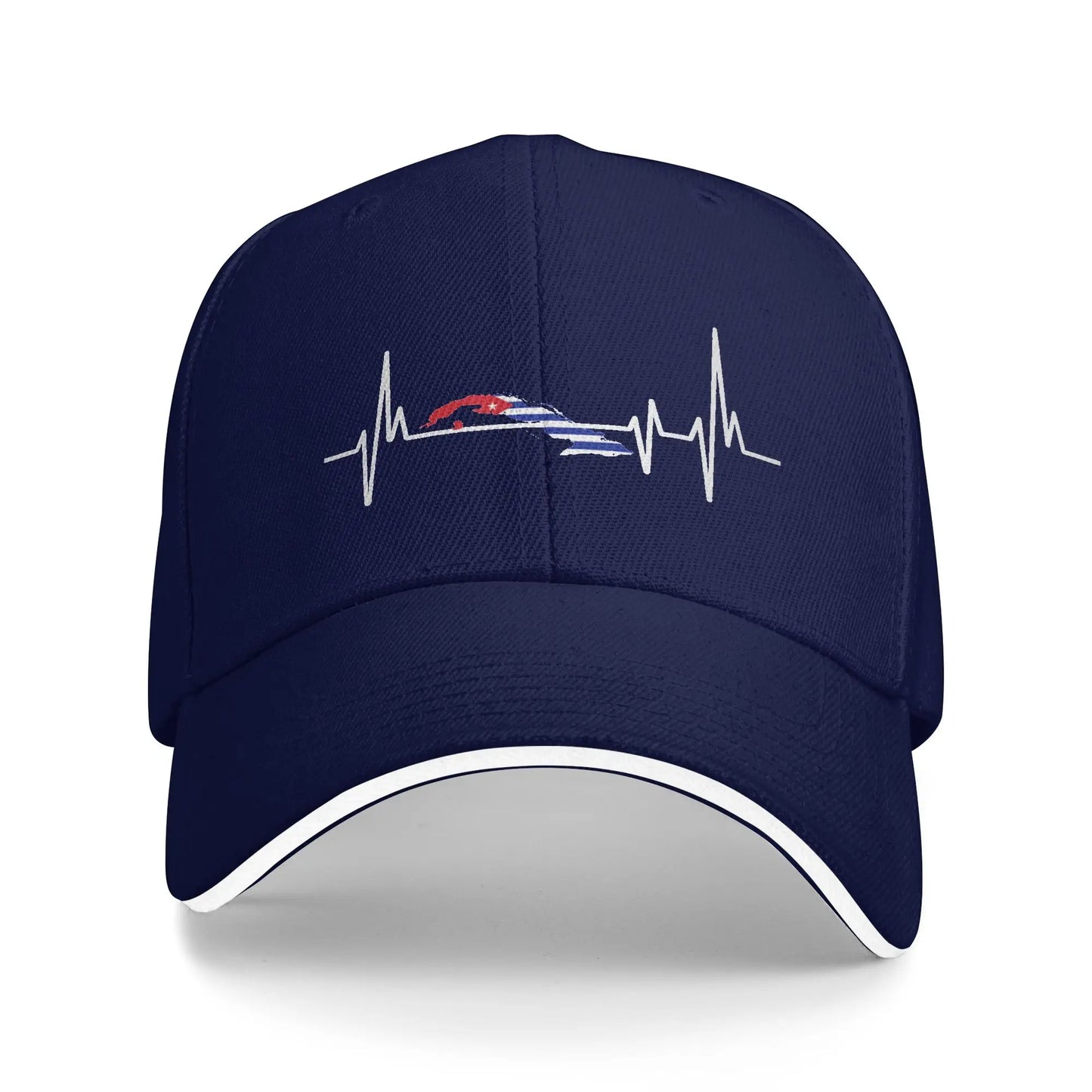 Cuban Flag Heartbeat Outdoor Baseball Cap