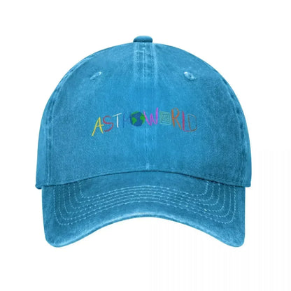 Travis Astroworld Distressed Denim Rapper Snapback Baseball Cap