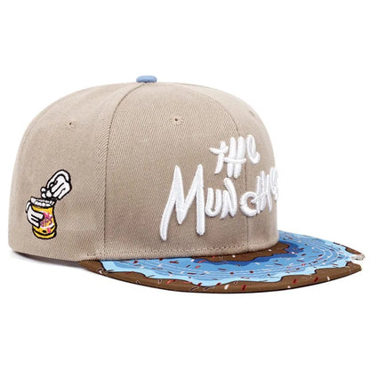 Doughnut Embroidered Flat Top Hip-Hop Snapback Cap