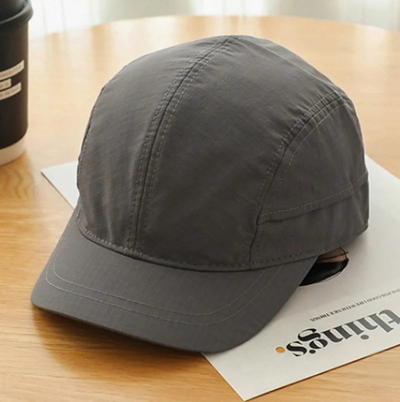 Short Brimmed Solid Color Baseball Cap Lightweight Quick Dry Polyester Adjustable Buckle Closure Sun Protection Breathable Brim