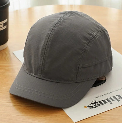 Short Brimmed Solid Color Baseball Cap Lightweight Quick Dry Polyester Adjustable Buckle Closure Sun Protection Breathable Brim