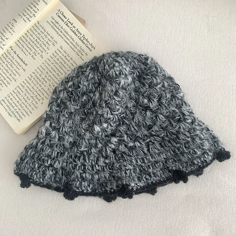Women Wool Openwork Knitted Fisherman Bucket Hat