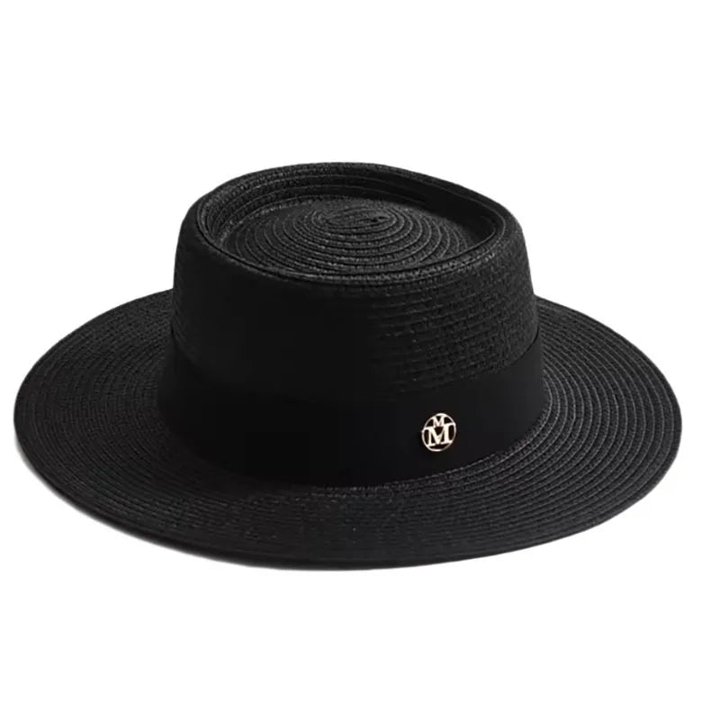 Ribbon Women's Beach Hat Summer Straw Sun Hats Size 56-58cm